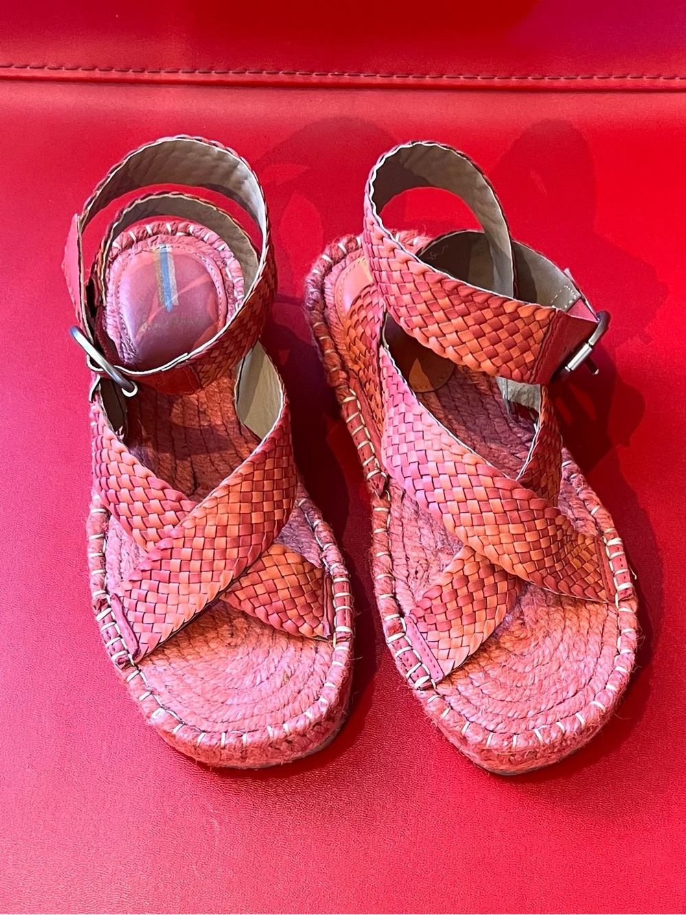 SAM EDELMAN ORANGE LEATHER DAKOTA ESPADRILLE SANDALS